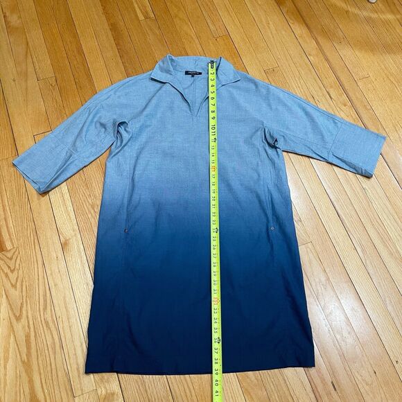 LAFAYETTE 148 New York Nicole Chambray Ombre Dress Size M Lagenlook Relaxed Fit - Picture 8 of 15